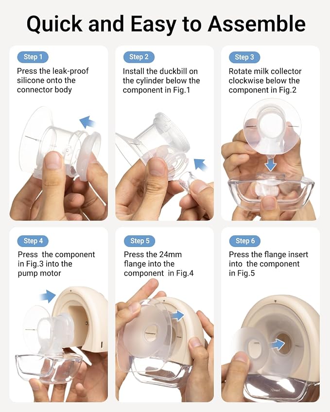 Bear Breast Pump Hands Free, Wearable Breastfeeding Pumps Strong Suction Low - Image 8