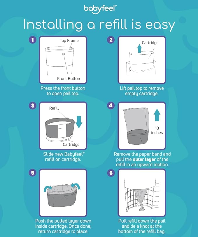 Babyfeel Refills for DEKOR PLUS Diaper Pails, 8 Pack, Exclusive 30% Extra - Image 5