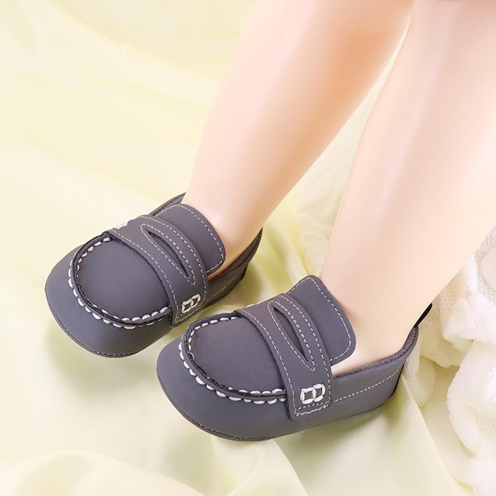 LONSOEN Baby Girls Boys Loafers Prewalker Dress Crib Shoes - Image 4
