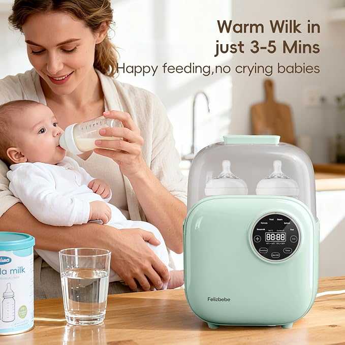 Baby Bottle Warmer, Felizbebe 10-in-1 Double Bottle Warmer - Image 3