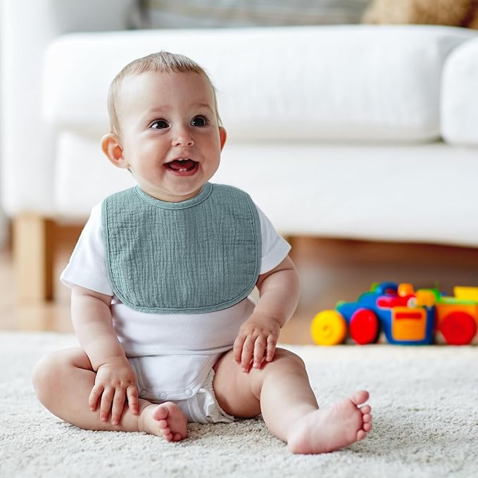 6-Pack Muslin Baby Bibs for Unisex Boys Girls, Cotton Baby Drool Bibs, Drooling - Image 4