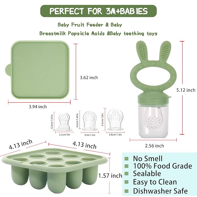 WAJIAYON Easter Bunny Baby Breastmilk Popsicle Molds & Baby Fruit Feeder - Image 7