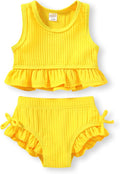 HAPPYMA Baby Swimsuit Toddler Girl Bathing Suit Summer Solid Color Bikini Set by FuntodressHappyChildhood