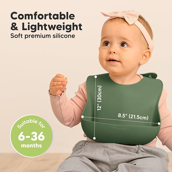 KeaBabies 2-Pack Silicone Baby Bibs - Image 3