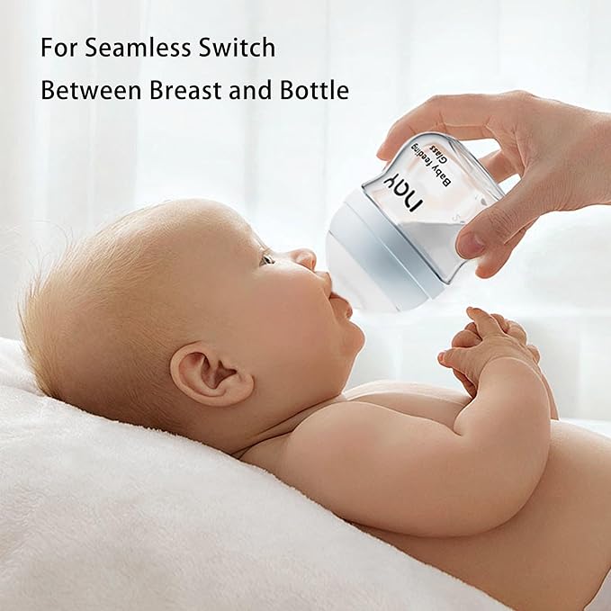 Natural Glass Baby Bottle Wide Neck, Newborn Anti-Colic Baby Bottle, Includes - Image 2