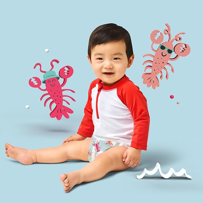 Hello Bello Premium Swim Diapers, Size S, Cute Extra-Bright Lobster Designs - Image 3