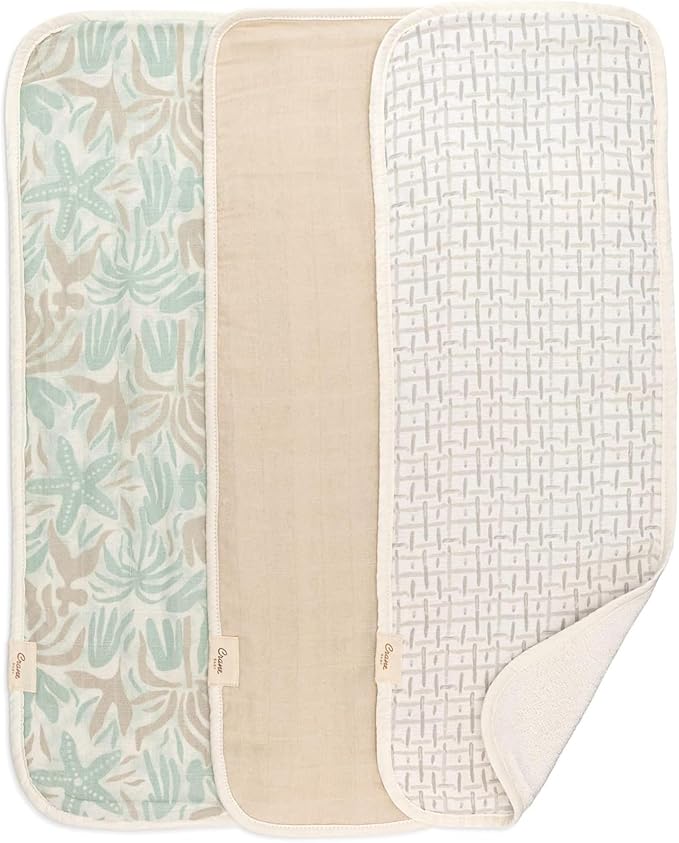 Crane Baby Muslin Baby Burp Cloths, Lightweight Absorbent Burp Cloth, Beach by CraneBaby