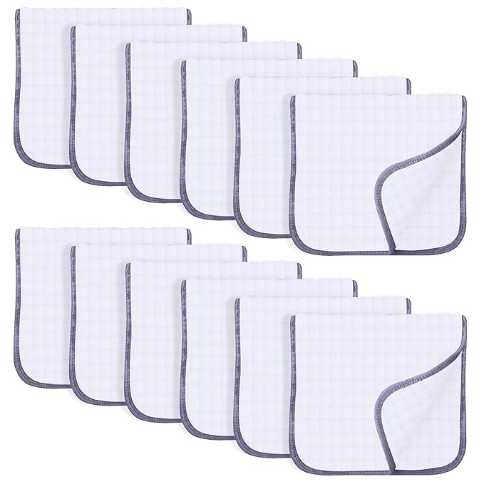 SWEET DOLPHIN 12 Pack Muslin Burp Cloths Large 100% Cotton Hand Washcloths by SWEET+DOLPHIN