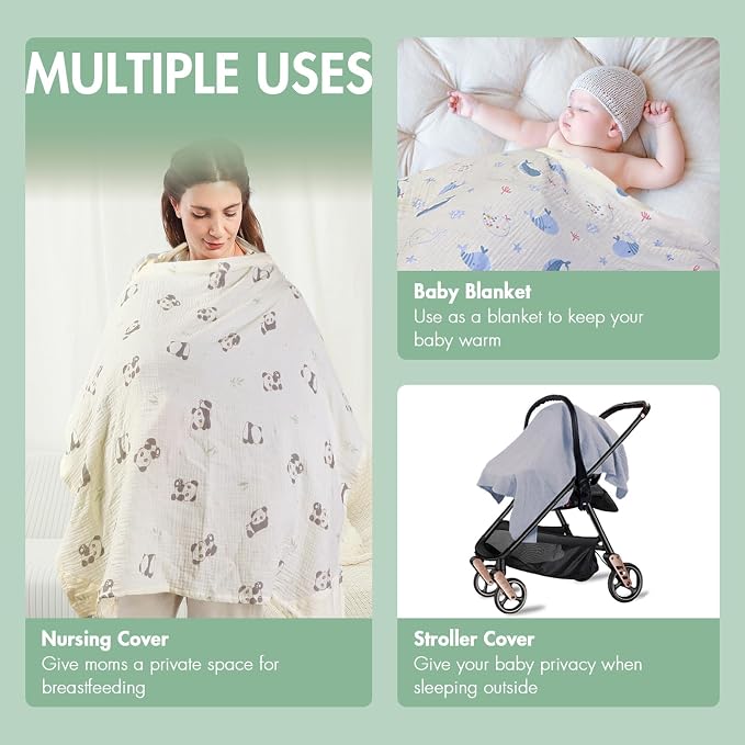 2-Pack Muslin Nursing Covers for Breastfeeding - Image 6