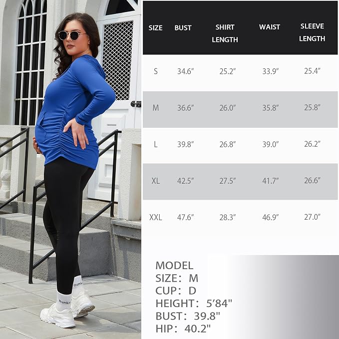 GINKANA Maternity Hoodie Long Sleeves Shirts Casual Maternity Top Pregnancy - Image 7