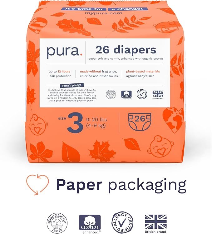 Size 3 Eco-Friendly Diapers Totally Chlorine Free, Hypoallergenic, Soft Organic - Image 2