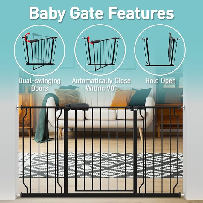 WAOWAO Baby Gate 66.93-71.65" Extra Wide Pressure Mounted Walk Through Swing - Image 3