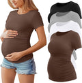 Huukeay 4 Pack Women's Maternity Shirts, Crew Neck Maternity Top Short Sleeve by Huukeay