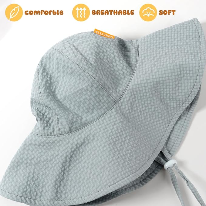 HONGTEYA Baby Sun Hat Toddler Girl Beach Hat Adjustable Outdoor Summer Hat UPF - Image 5