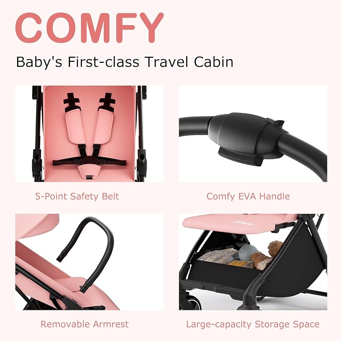 INFANS Lightweight Baby Stroller, Ultra-Compact Fold Airplane Ready Travel - Image 7
