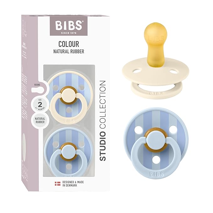 BIBS Pacifiers - Studio 2 Pack | Round Nipple Baby Pacifier | BPA Free Natural by BIBS