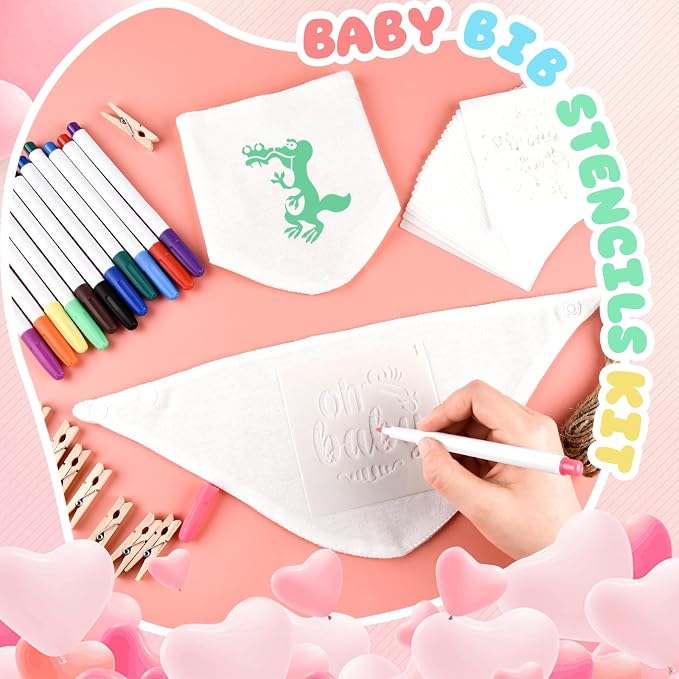 NACHLYNN 37 Pcs White Baby Bibs Baby Shower Games Set Including 6 Blank Baby - Image 5