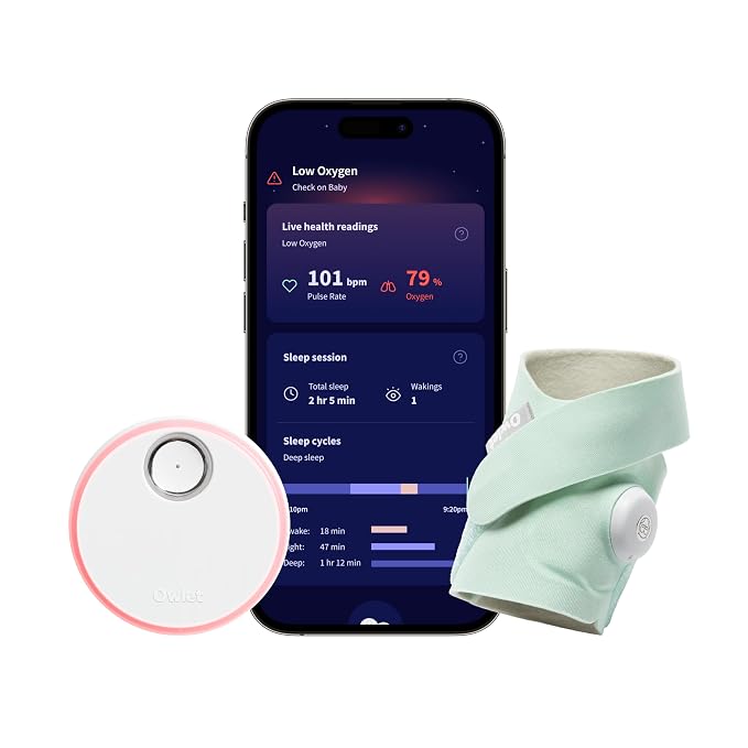 Dream Sock – Smart Wearable Baby Monitor, Infant Pulse Oximeter Tracks Oxygen & by Owlet