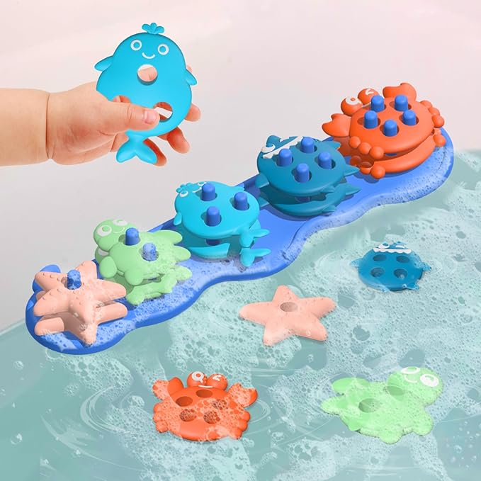 Toddler Bath Toys, Premium Silicone Mold Free Ocean Animal Shape Sorting & by Texviko