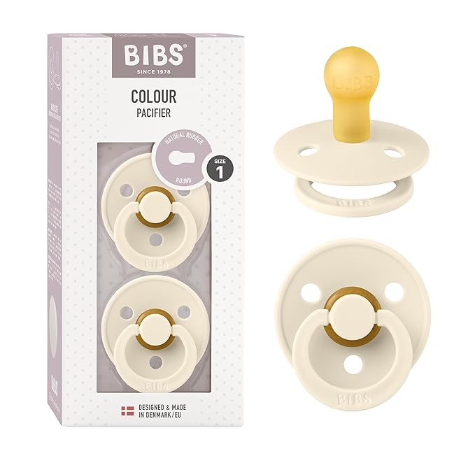 BIBS Pacifiers Colour Collection | Natural Rubber Baby Pacifier | Round Nipple by BIBS