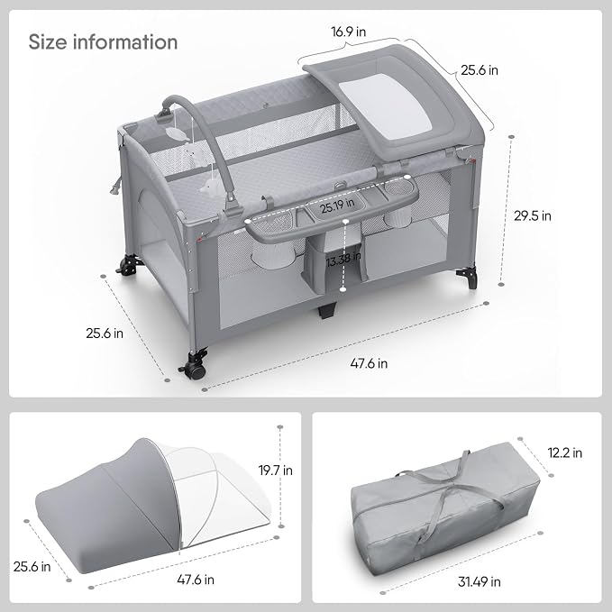4 in 1 Baby Bassinet, Pack and Play, Bedside Crib Sleeper, Diaper Changer - Image 6