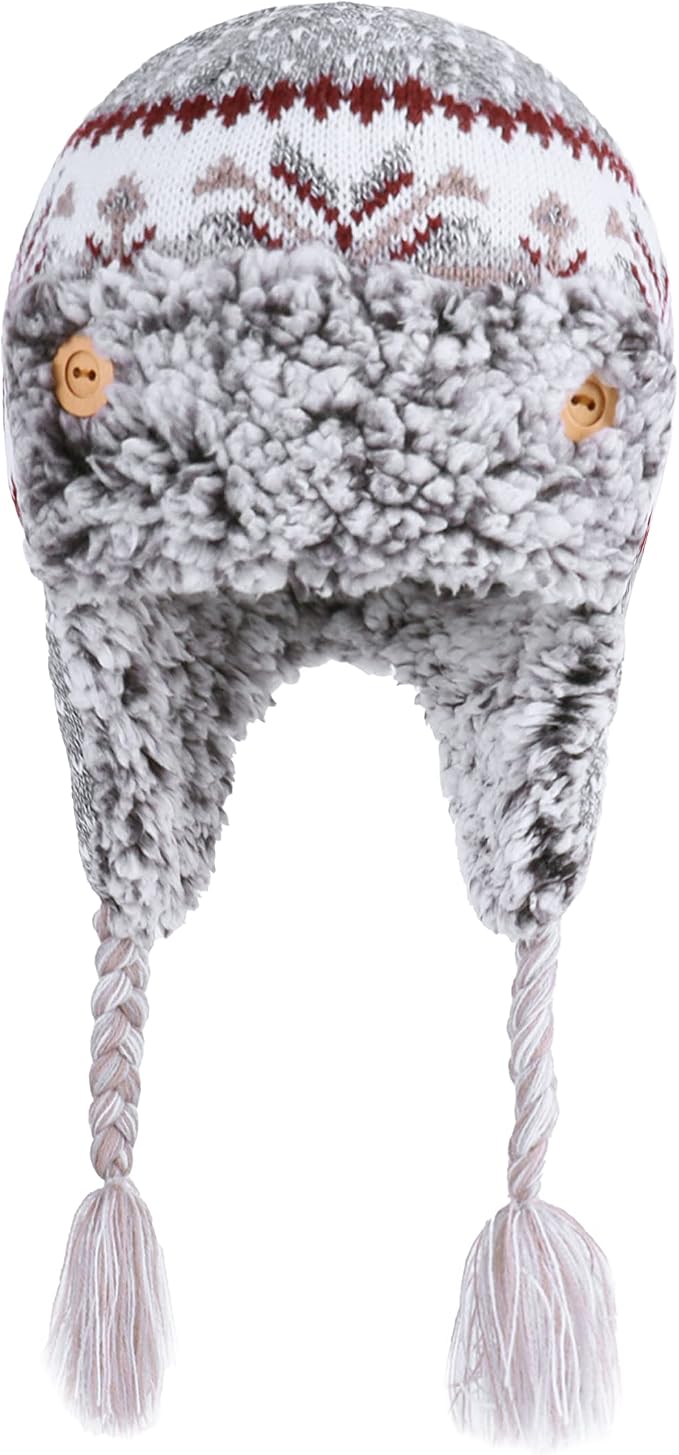 LANGZHEN Toddler Kids Infant Winter Hat, Earflap Knit Warm Cap Fleece Lined - Image 2