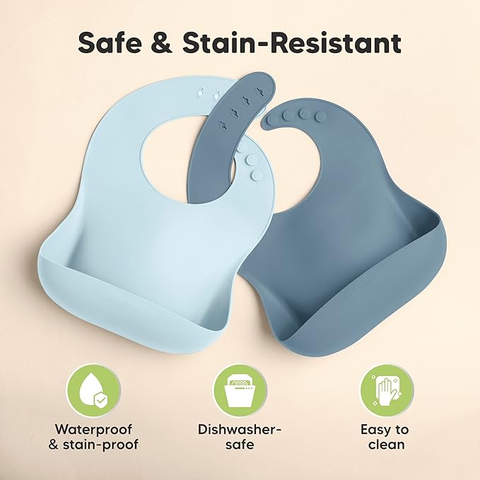 KeaBabies 2-Pack Silicone Baby Bibs - Image 6