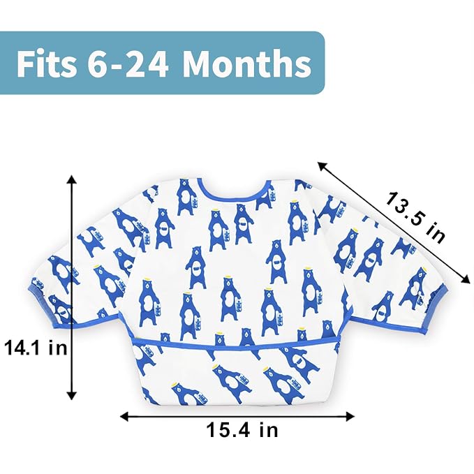 Long Sleeve Bibs For Babies 6-24 Months Full Coverage Shirt Bib for Baby Boys - Image 7