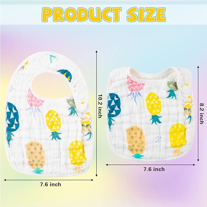 Zainpe 6Pcs Snap Muslin Cotton Bibs - Image 2