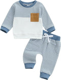 Toddler Baby Boy Fall Clothes Waffle Outfit Long Sleeve Color Blocking by Fufuriprefer