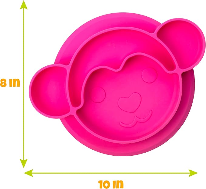Animal Silicone Compartment Plates- 3 PK Lion, Elephant- Large Divided Sections - Image 4