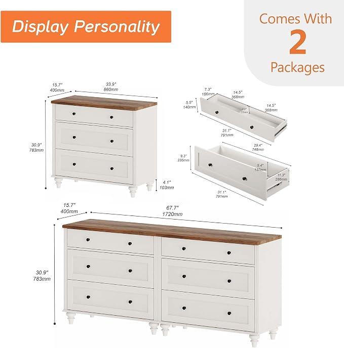 WAMPAT White Dresser for Bedroom - Image 2