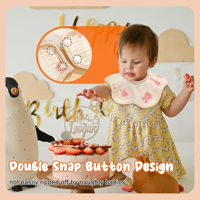 EllieHouse Baby Bibs for Girls Boys 8 Pack Muslin Drool Teeth Drooling Teething - Image 5