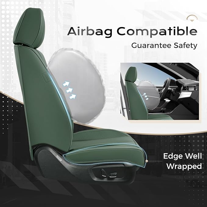 Coverado Car Seat Covers Full Set, Car Seat Protector Waterproof, Nappa Leather - Image 4