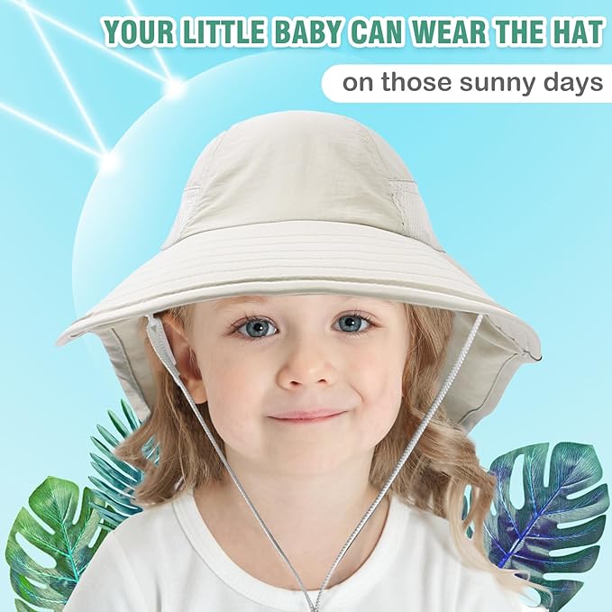 XIAOHAWANG Girls Sun Hat Baby Beach Hats Boys UPF 50+ Kids Summer Protection - Image 5