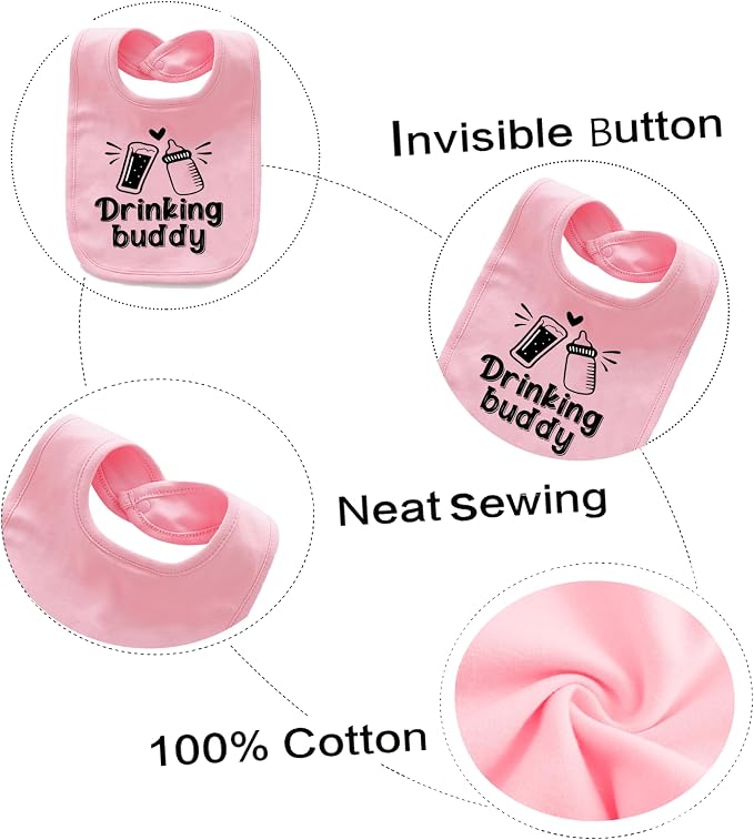 Baby Twins Bibs Drinking Buddy Newborn Baby Bibs Cute Unisex Bibs Set Toddler - Image 3