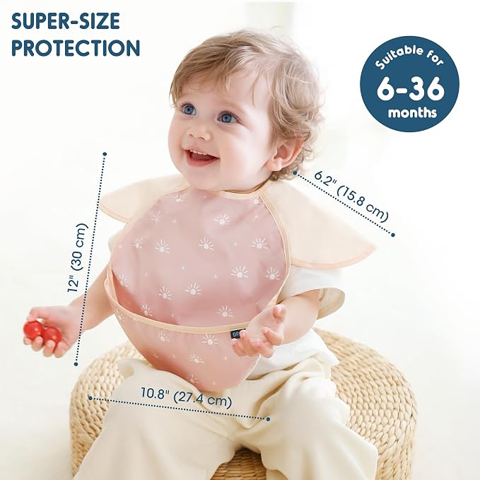 GRSSDER 3-pack Mess Proof Baby Feeding Bibs - Image 3