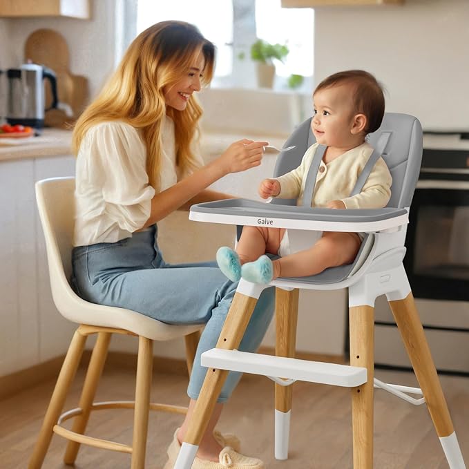 8 in 1 Convertible Wooden High Chair, Adjustable Baby High Chair - Image 5