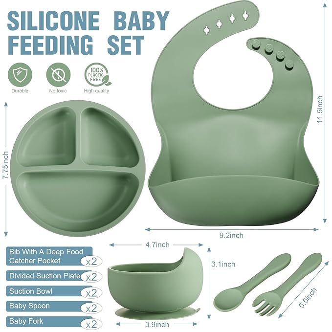 10 Pack Silicone Baby Feeding Set, Toddlers Led Weaning Feeding Supplies - Image 2