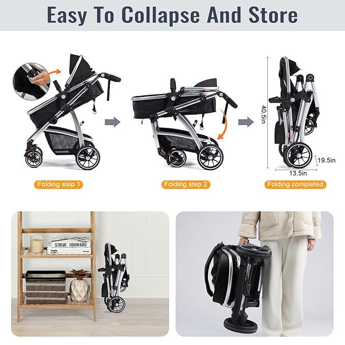 Baby Stroller, 2-in-1 Reversible Toddler Seat - Image 7