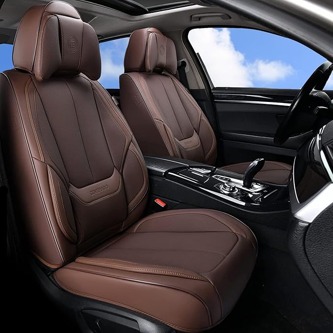 Coverado Front and Back Seat Covers 5 Pieces, Waterproof Nappa Leather Auto by COVERADOAUTO