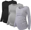 Ecavus Women's Maternity Shirts Long Sleeve Soft Stretchy Pregnancy Tops Side by Ecavus
