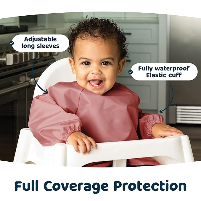 Tiny Twinkle Long Sleeve Bib for Babies & Toddlers – 2 Pack Waterproof Smock - Image 3