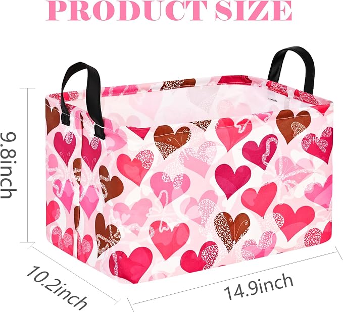 Rectangle Heart Partten Kids Gift Home Shelf Storage Basket Organizer Box - Image 7