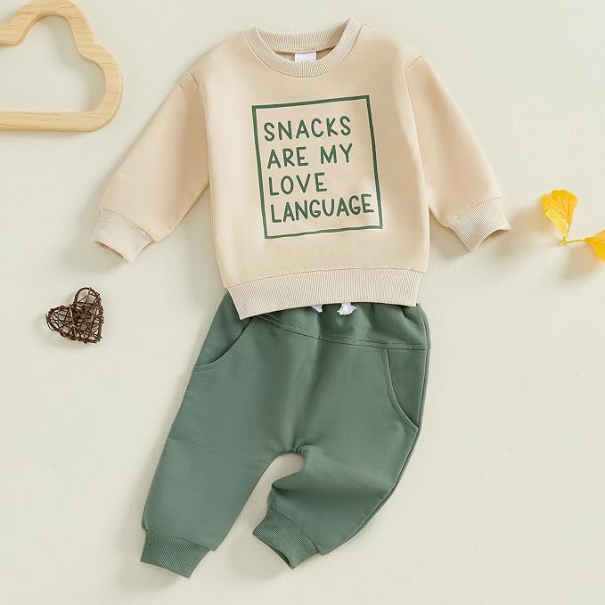 Toddler Baby Boy Fall Winter Outfit Long Sleeve Letter Print Sweatshirts and - Image 2
