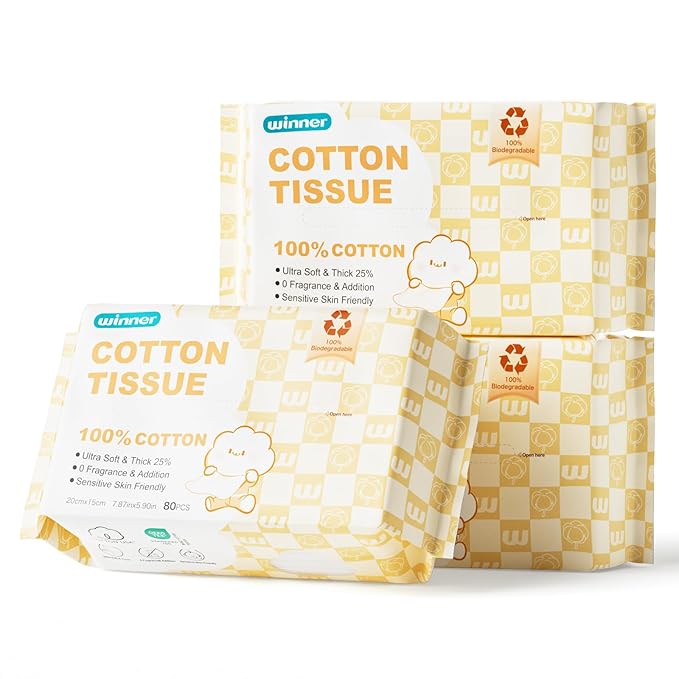 Winner 100% Cotton Dry Wipes, USDA Certified Baby Wipes, 33% Thicker & Ultra by WinnerMedical