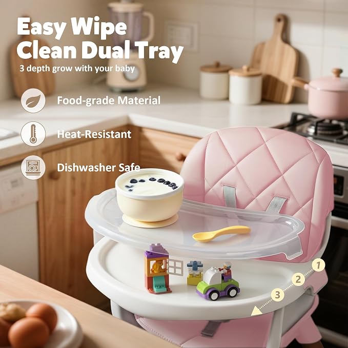 8 in 1 Wooden High Chairs for Babies Toddlers, Convertible to Booster Seat - Image 3