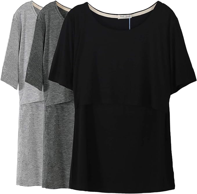 Smallshow Women's Maternity Nursing Tops Short Sleeve Breastfeeding Clothes by Smallshow