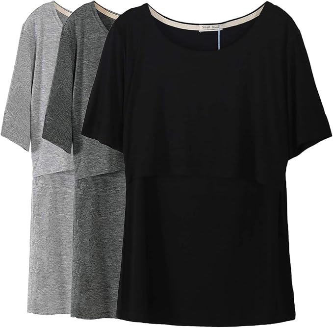 Smallshow Women's Maternity Nursing Tops Short Sleeve Breastfeeding Clothes by Smallshow