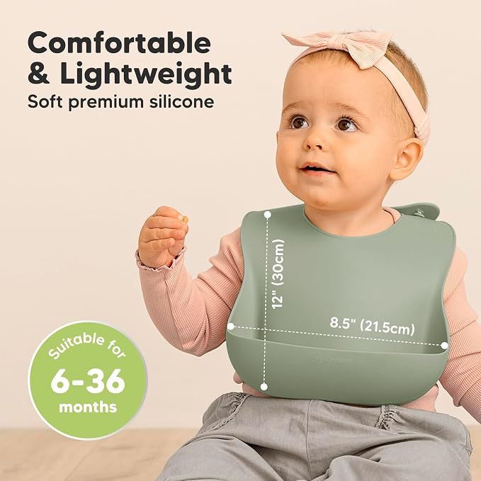 KeaBabies 2-Pack Silicone Baby Bibs - Image 3
